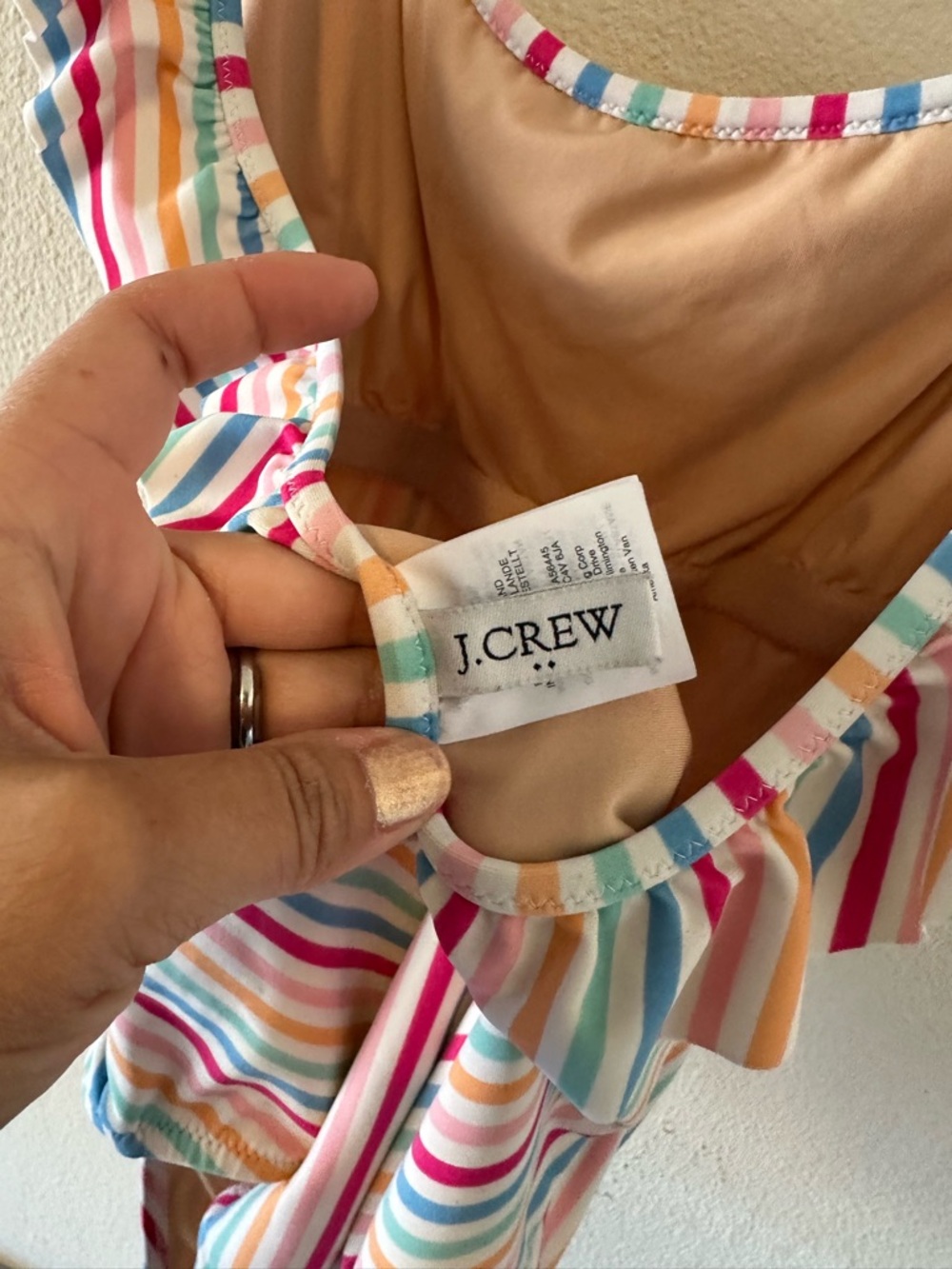J. Crew Multi-Color Striped Ruffle One-Piece - Picture 3 of 4